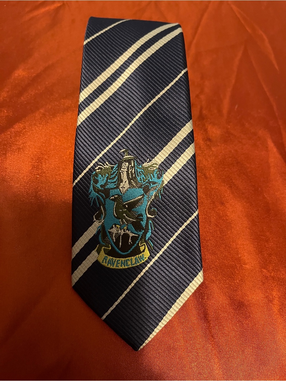 Ravenclaw Crest Navy Stripe Men's Tie